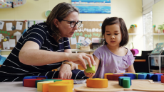 early childhood teacher and student