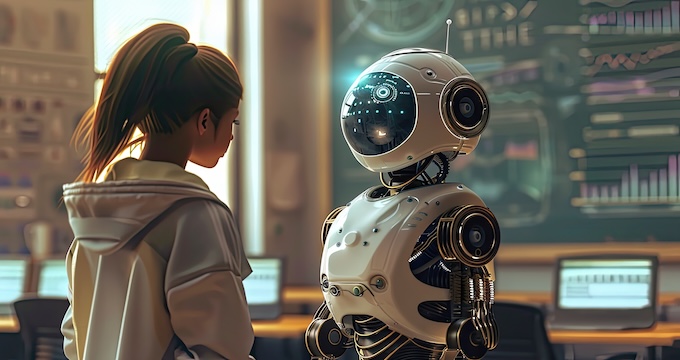 robot helping student